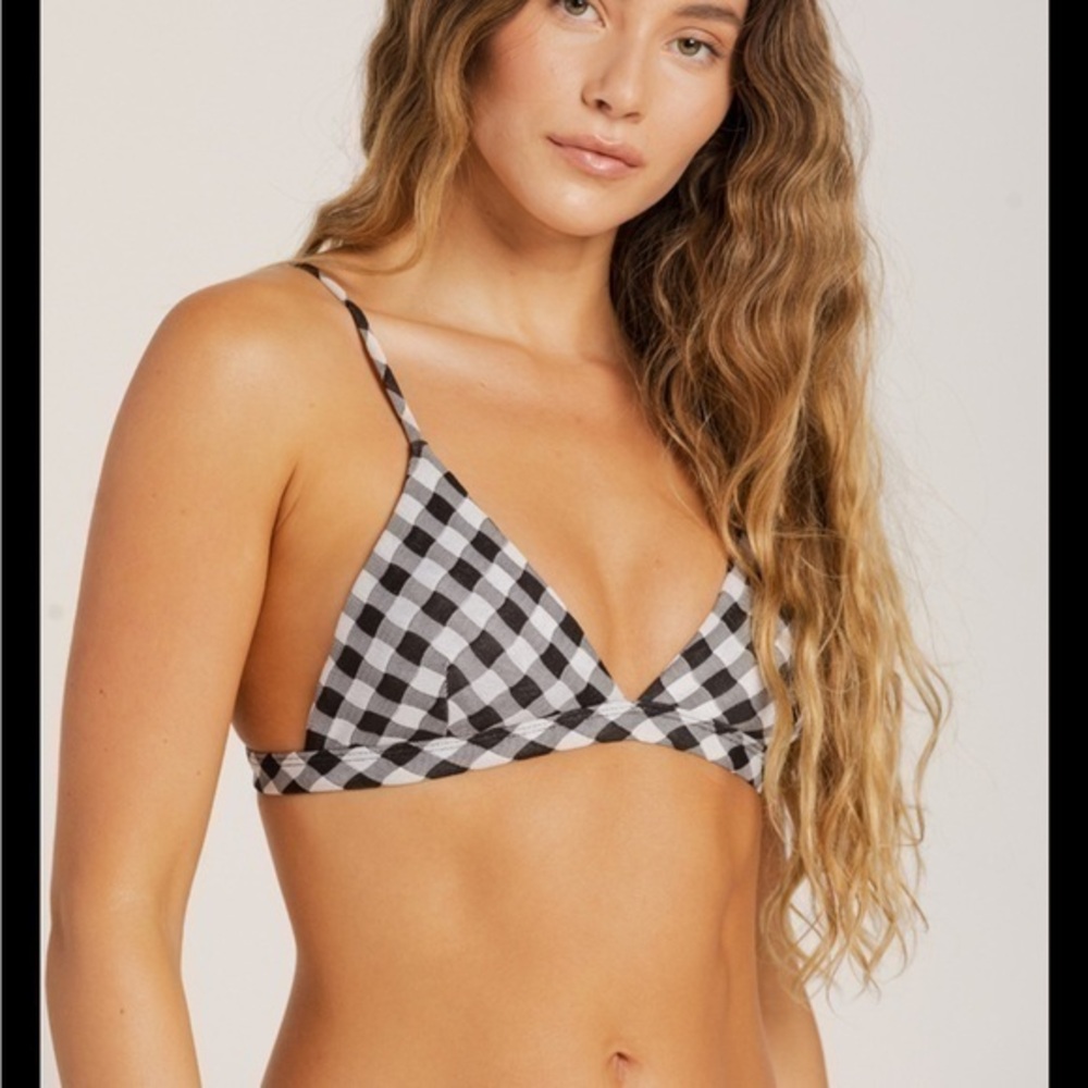 Full Tilt Black and White Checkered Swim Top